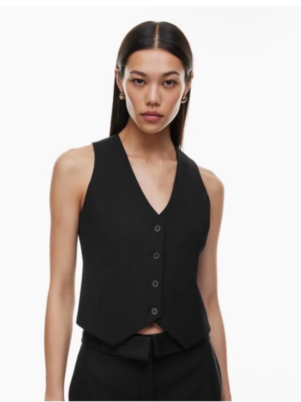 Aritzia Curio Black Tailored Sleeveless Button-Up Vest